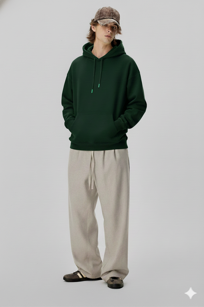 Basic Bottle Green Unisex Winter Hoodies