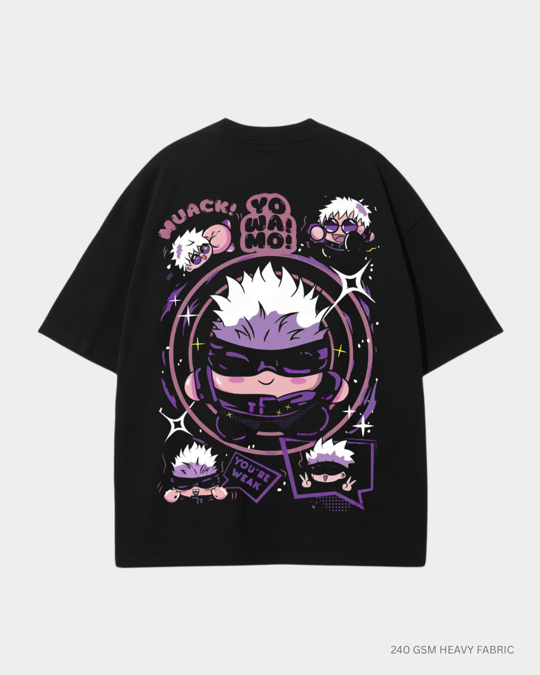 Chibi Gojo Anime Unisex Oversized T-Shirt | Antherr Core Black Cotton 240 GSM