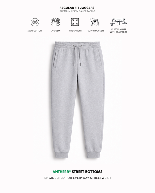 Grey Melange Unisex Everyday Joggers clothing features