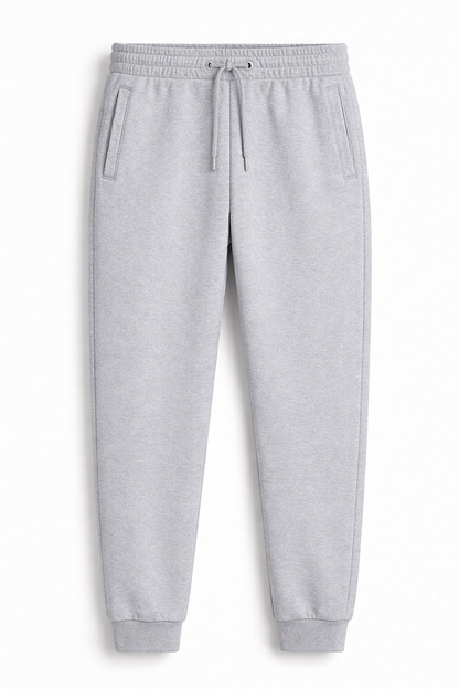 Grey Melange unisex joggers 260 GSM cotton fleece regular fit streetwear antherr originals front view