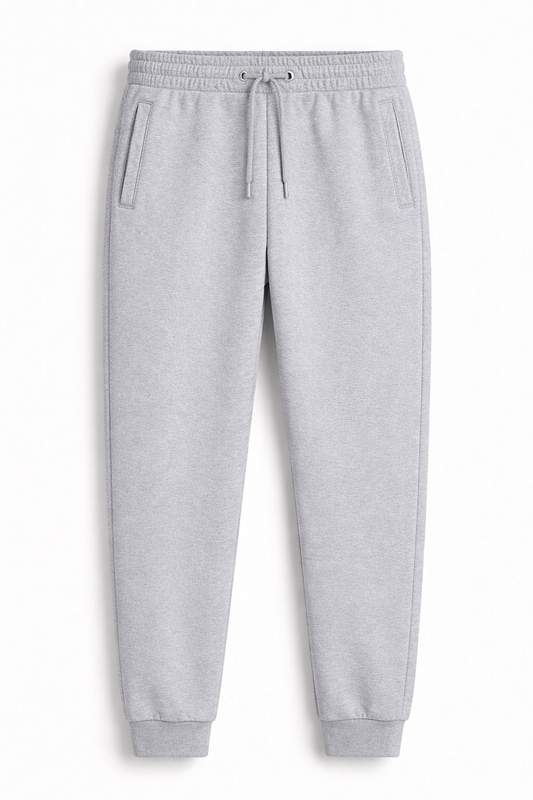 Grey Melange unisex joggers 260 GSM cotton fleece regular fit streetwear antherr originals front view