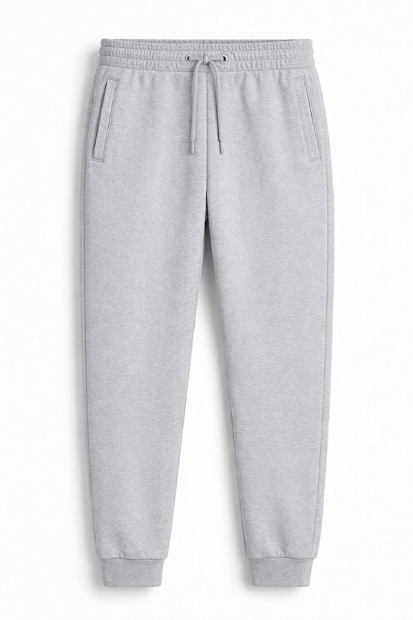 Grey Melange unisex joggers 260 GSM cotton fleece regular fit streetwear antherr originals front view