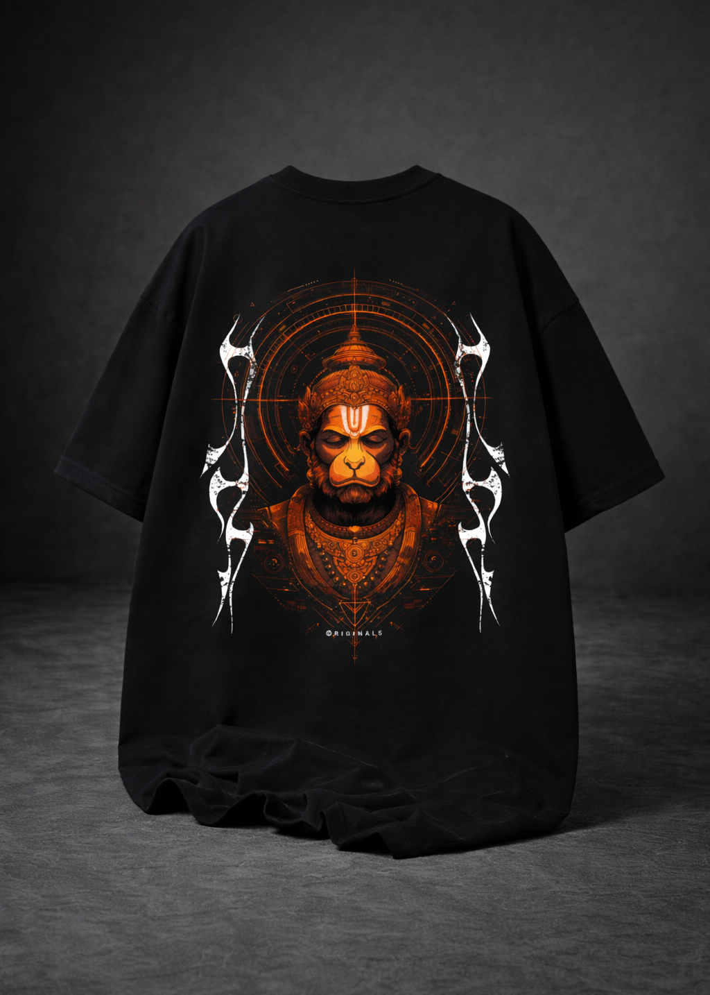 Protector Lord Hanuman Unisex Oversized T-Shirt | Antherr Originals BLACK Cotton 240 GSM