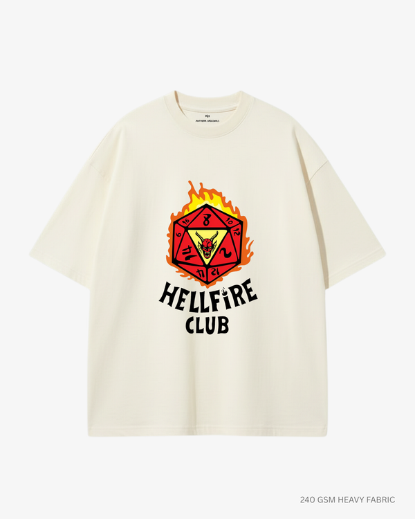 Hellfire Club Dice Unisex Oversized T-Shirt Off-White 240 GSM Cotton