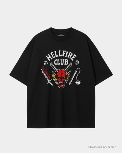 Hellfire Club Unisex Oversized T-Shirt Black 240 GSM Cotton