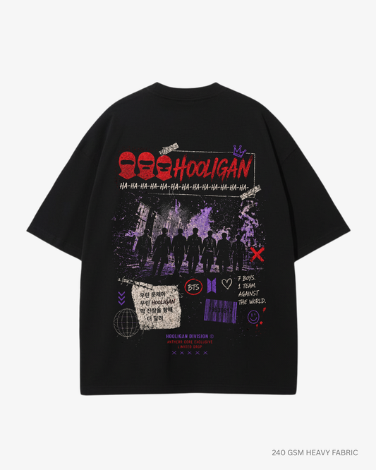 Hooligan Arirang BTS Unisex Oversized T-Shirt | Antherr Core Black Cotton 240 GSM