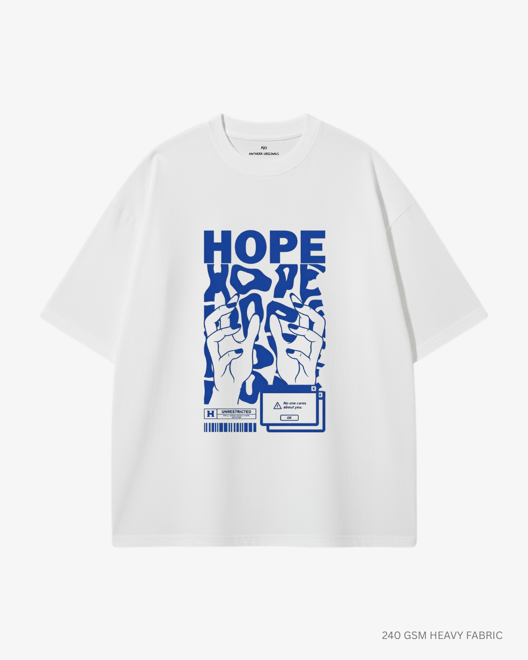 Hope Oversized T-Shirt India | Antherr Core White Cotton 240 GSM