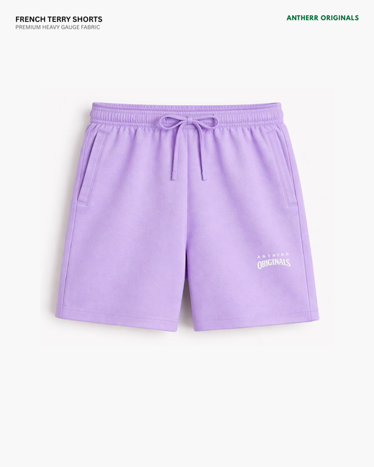 Lavender Cotton Blend French Terry Shorts 260 GSM Everyday Wear India