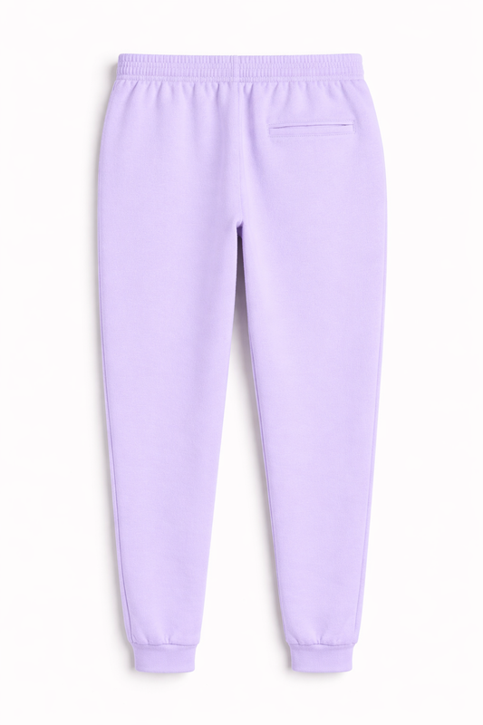 Lavender unisex joggers 260 GSM cotton fleece regular fit streetwear antherr originals back view