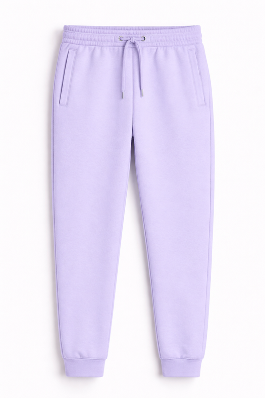 Lavender unisex joggers 260 GSM cotton fleece regular fit streetwear antherr originals front view