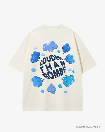 Louder Than Bombs Unisex Oversized T-Shirt | Antherr Core Off White Cotton 240 GSM