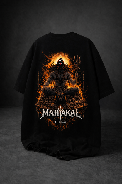 Mahakal Unisex Oversized T-Shirt | Antherr Originals BLACK Cotton 240 GSM