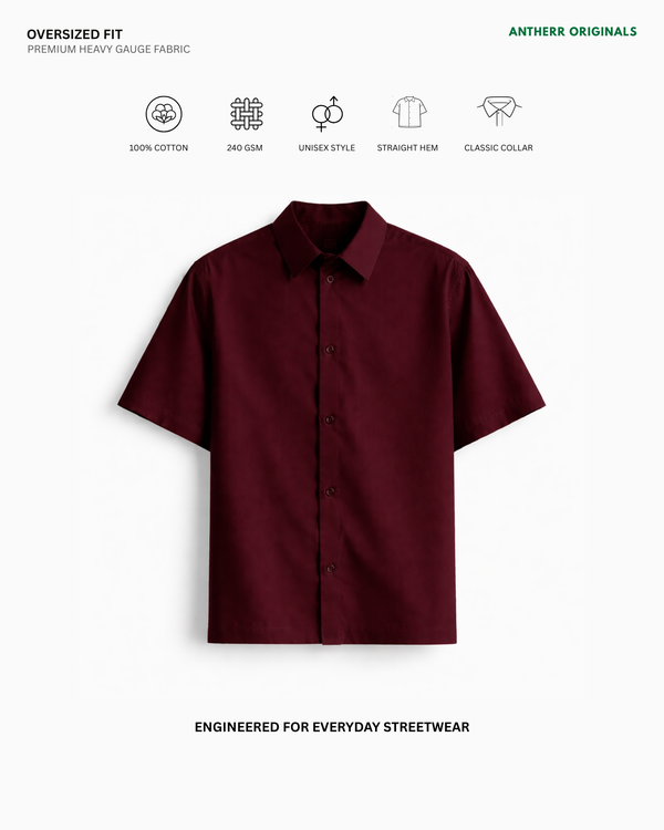Basic Maroon Unisex Oversized Shirt | Antherr Originals MAROON Cotton
