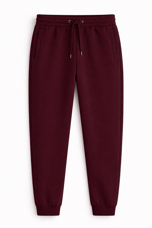 Maroon unisex joggers 260 GSM cotton fleece regular fit streetwear antherr originals front view