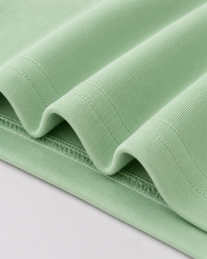 Mint green cotton french terry cotton oversized tshirt close-up