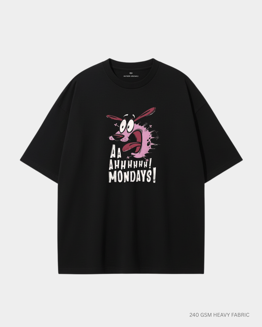 Monday Mood Cartoon Dog Oversized T-Shirt India Funny Graphic Streetwear