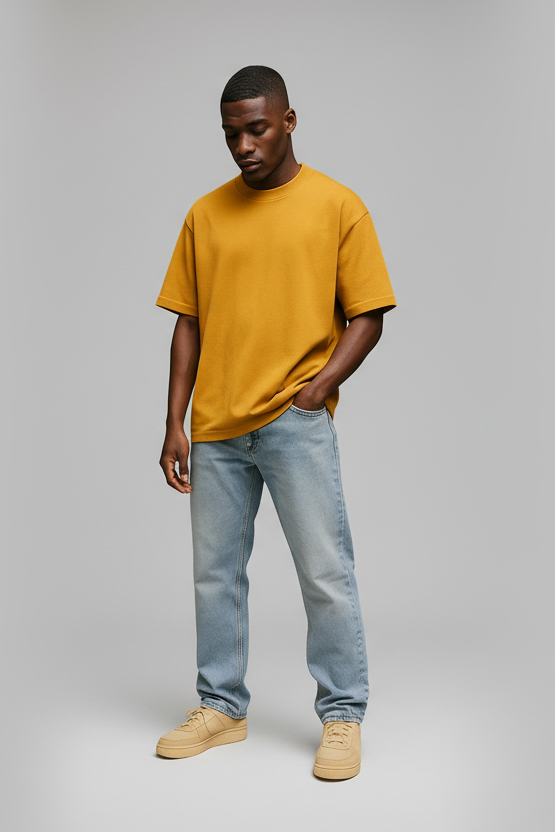 Basic Mustard Yellow Unisex Oversized T-Shirt | Antherr Originals