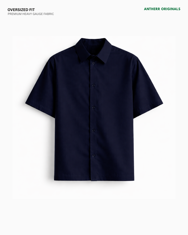 Basic Navy Blue Unisex Oversized Shirt | Antherr Originals