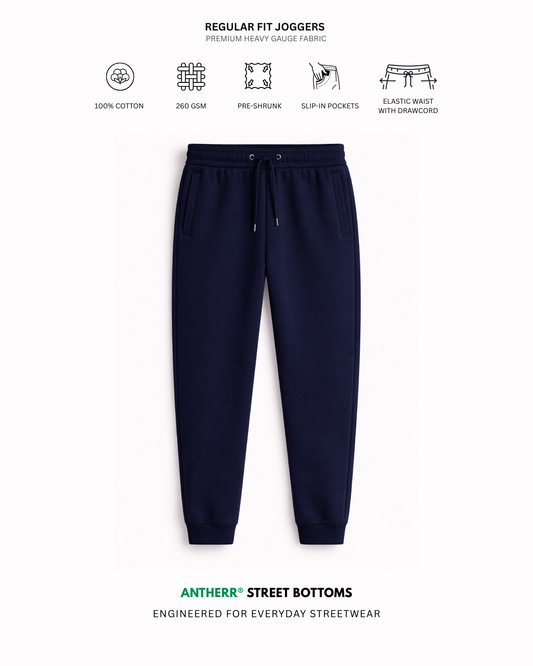 Navy Blue Unisex Everyday Joggers clothing features