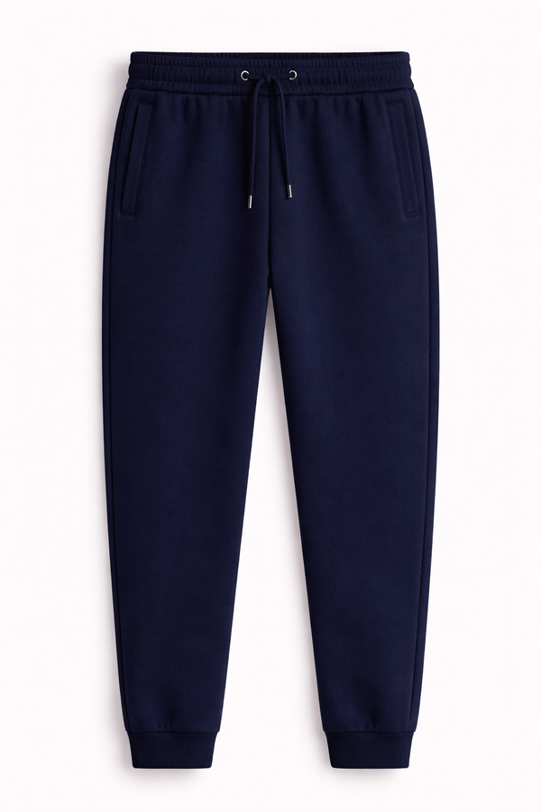 Navy Blue unisex joggers 260 GSM cotton fleece regular fit streetwear antherr originals front view