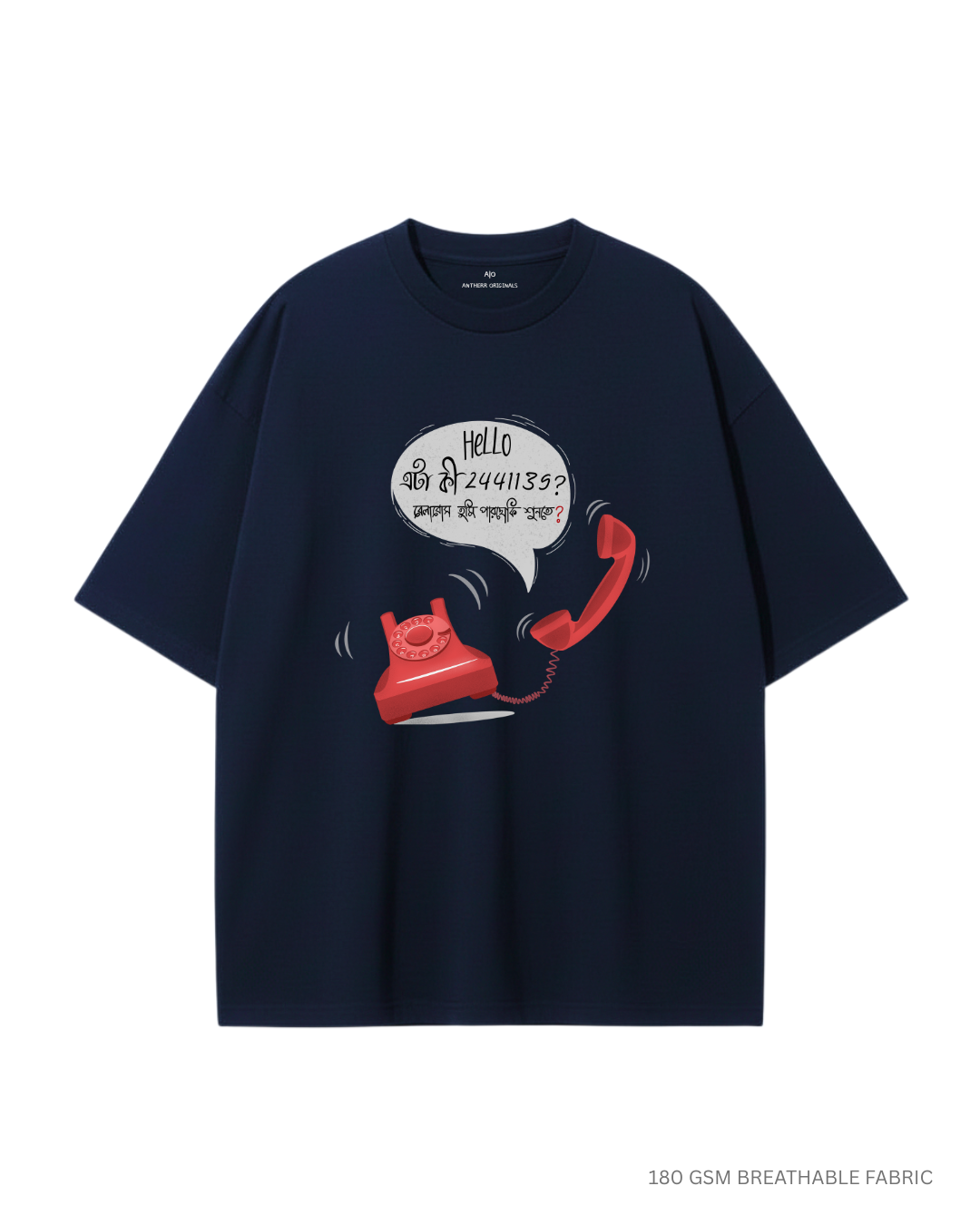Eta ki 2441139 Unisex Oversized T-Shirts NAVY BLUE Cotton 180 GSM