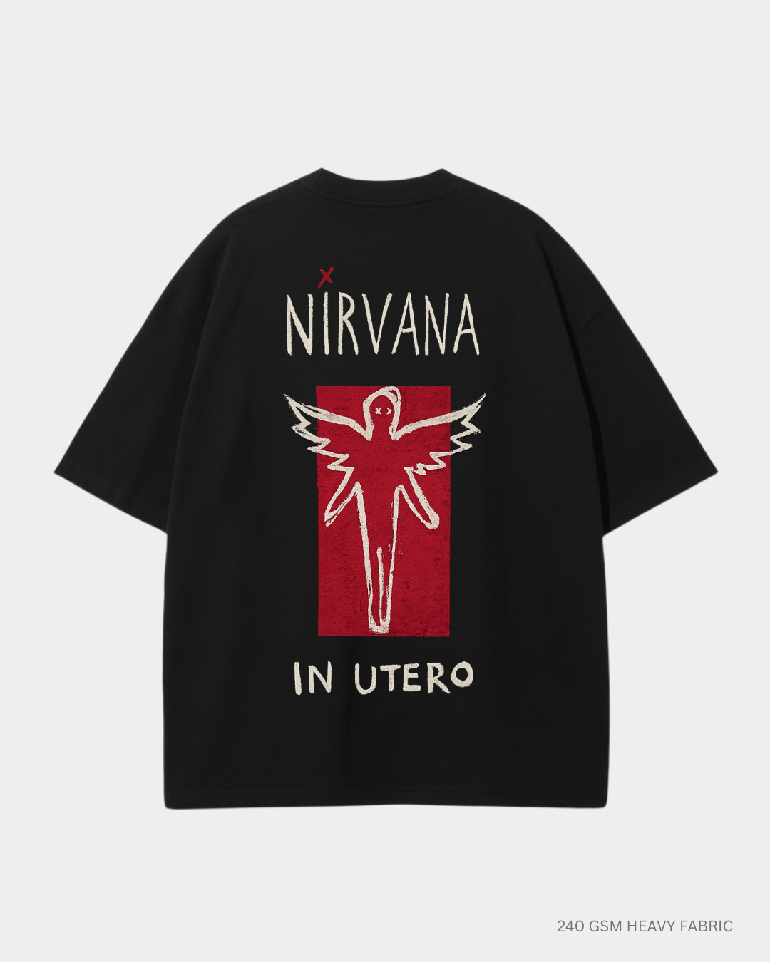 Nirvana In Utero Unisex Oversized T-Shirt | Antherr Core Black Cotton 240 GSM