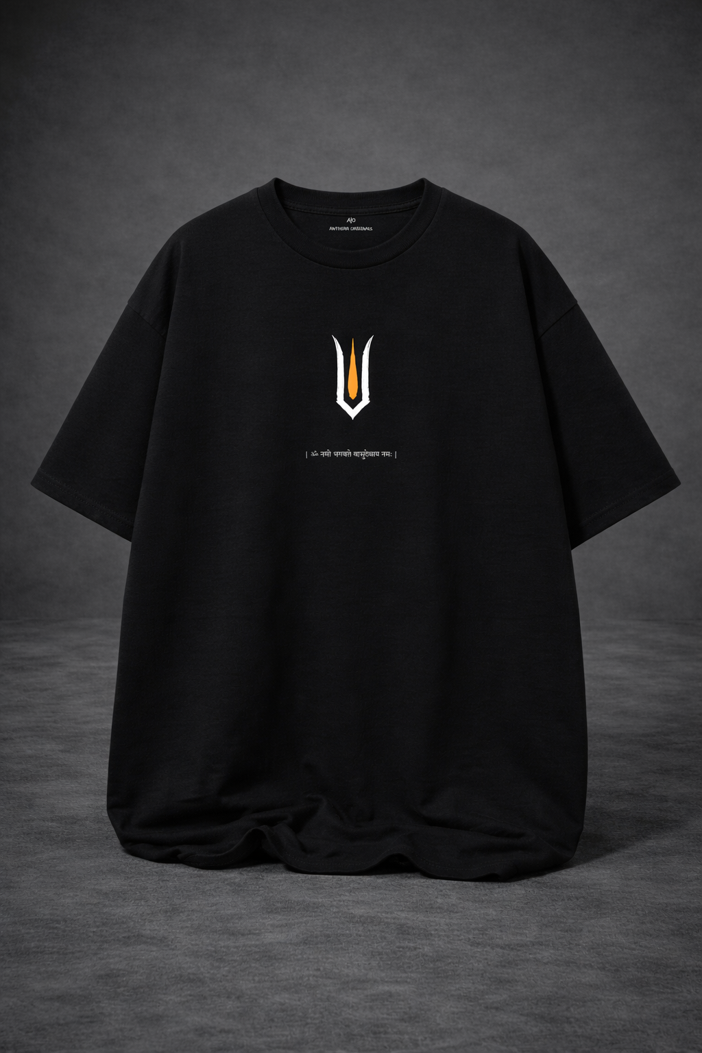 Om Namo Bhagwate Vasudevay Unisex Oversized T-Shirt | Antherr Originals BLACK Cotton 240 GSM
