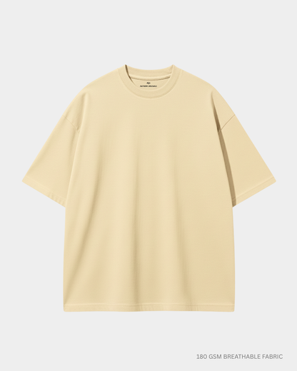 Basic Beige Unisex Oversized T-Shirt – Lightweight Cotton Beige Cotton 180 GSM