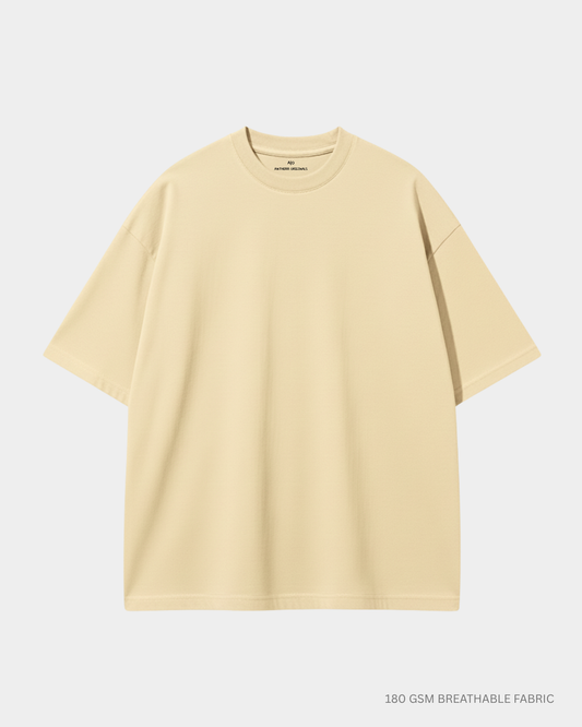 Basic Beige Unisex Oversized T-Shirt – 180 GSM Cotton Beige Cotton 180 GSM