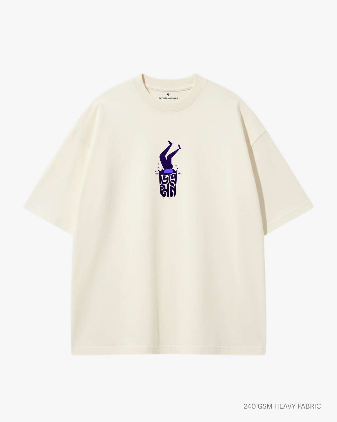 ডিপ্রেশন Unisex Heavyweight Oversized T-Shirt | Antherr OFF WHITE Cotton 240 GSM