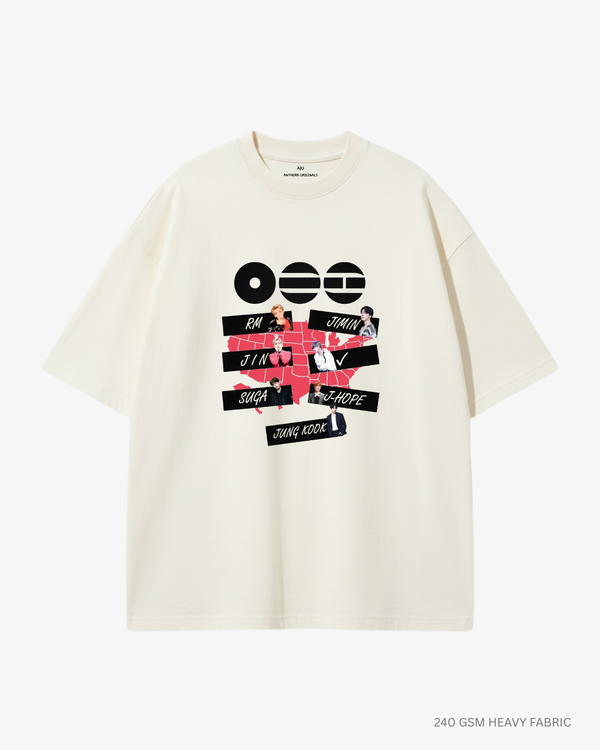 Arirang BTS Member Unisex Oversized T-Shirt | Antherr Core Off White Cotton 240 GSM