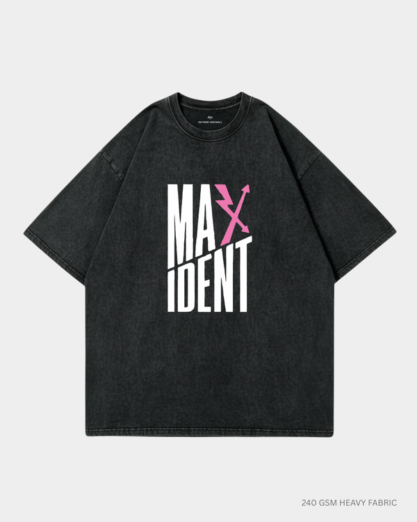 Maxident Straykids Oversized T-Shirt India | Antherr Core Black Acid Wash Cotton 240 GSM