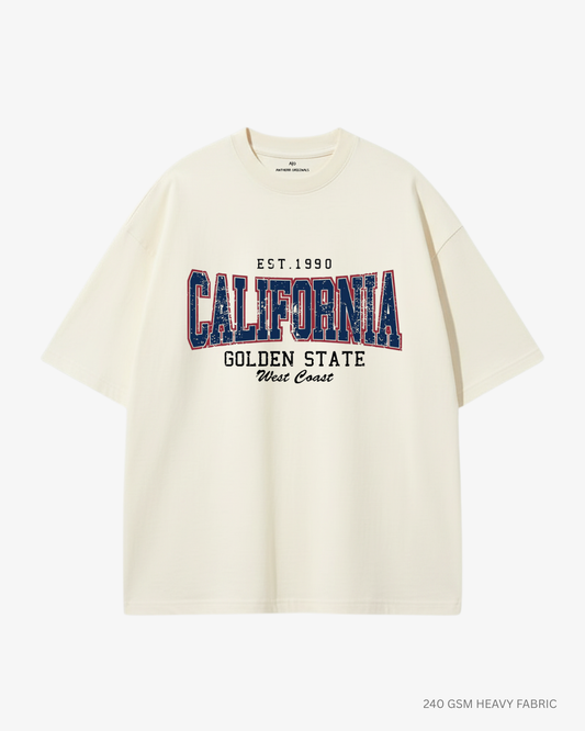 California Unisex Oversized T-Shirt Off White 240 GSM Cotton