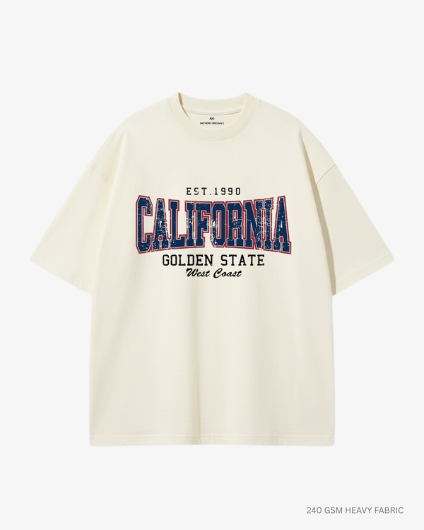 California Unisex Oversized T-Shirt Off White 240 GSM Cotton