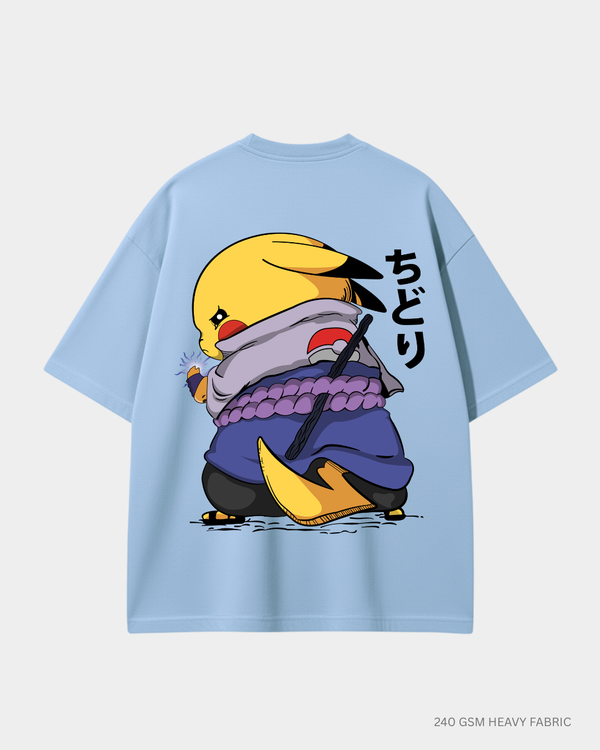 Pikachu Unisex Oversized T-Shirt BABY BLUE Cotton 240 GSM