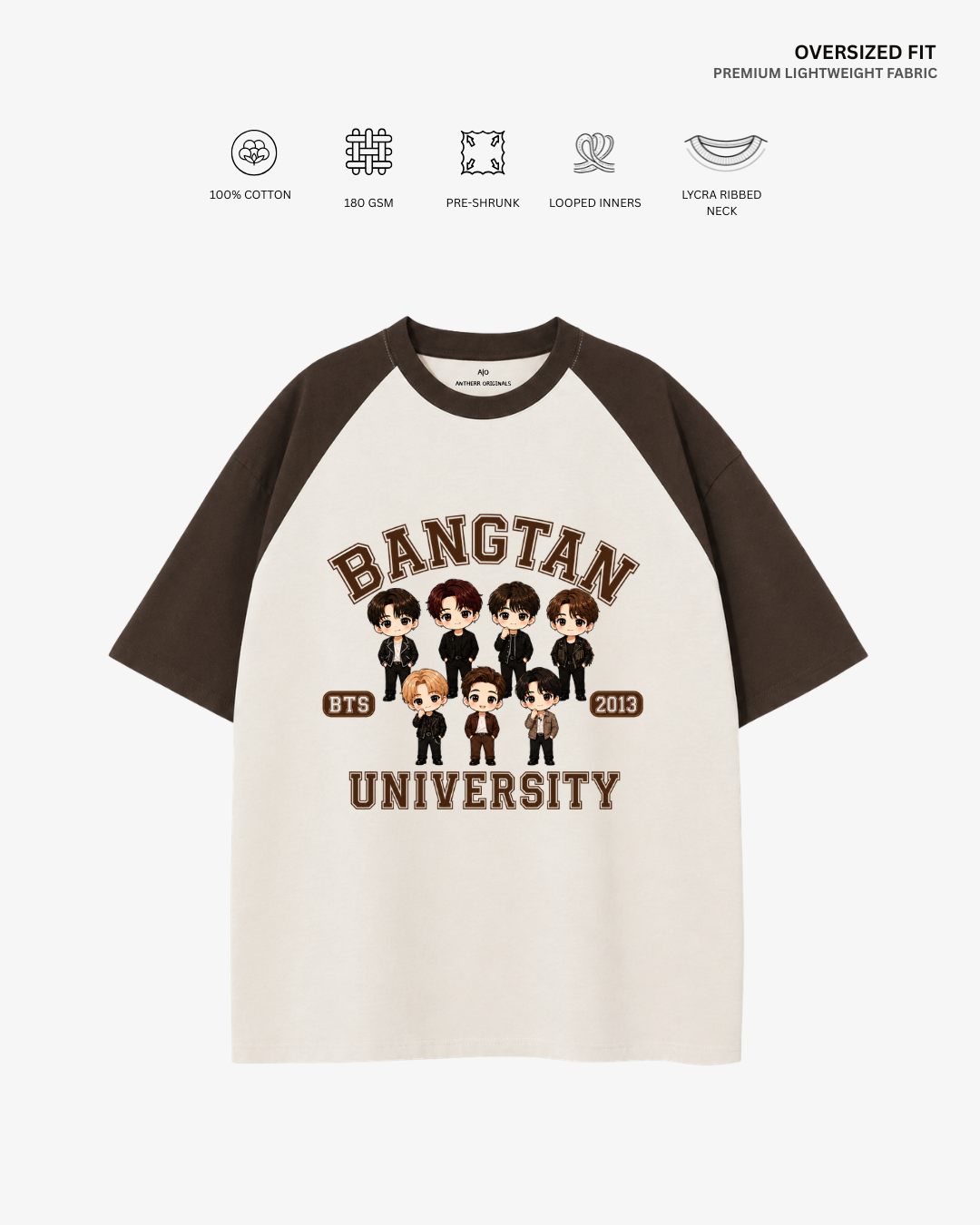 Bangtan University Unisex Ranglan Oversized T-Shirt | Antherr Core