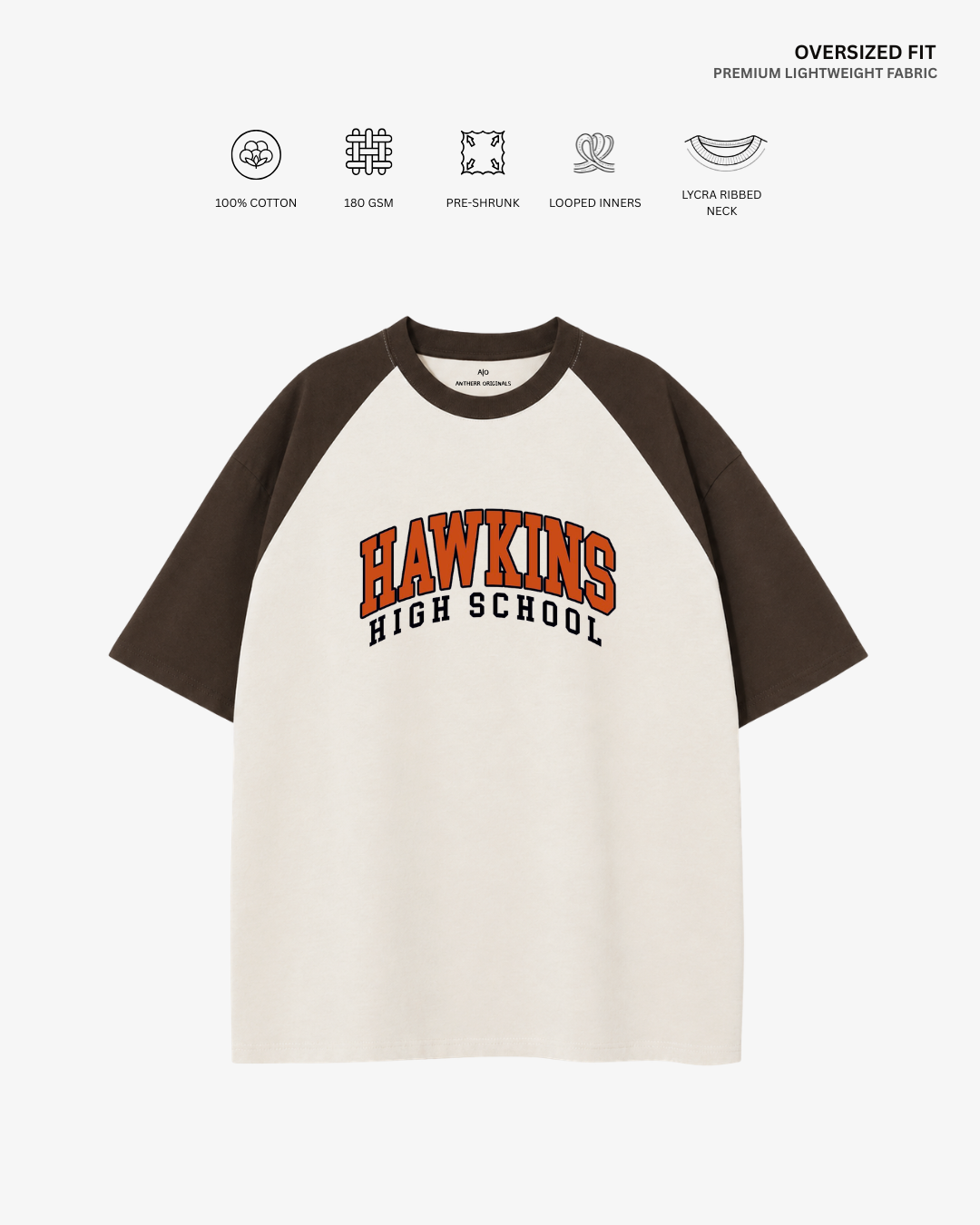 Hawkins High School Unisex Raglan Oversized T-Shirt