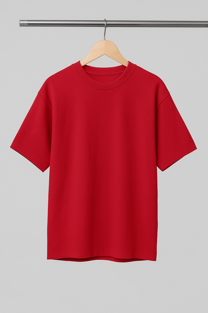 Best Red colour Solid oversized tshirt in 240 gsm