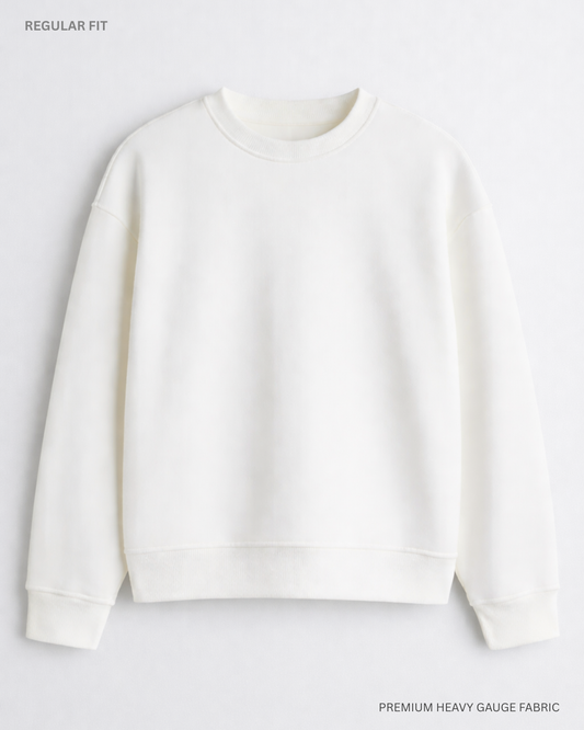 Basic White Unisex Winter Sweatshirt | Regular Fit WHITE