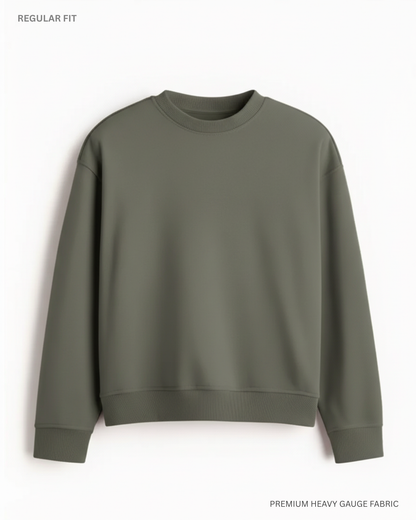 Basic Olive Green Unisex Winter Sweatshirt | Regular Fit OLIVE GREEN
