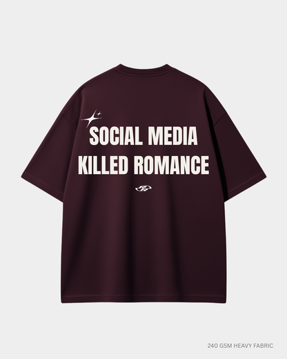 Social Media Oversized T-Shirt for Men & Women | Antherr Originals MAROON Cotton 240 GSM