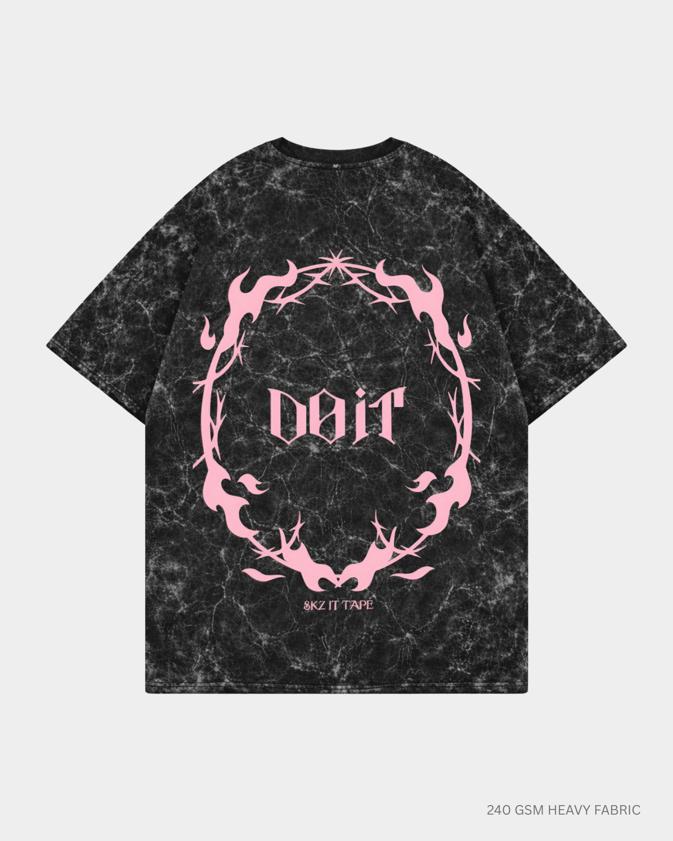 SKZ Do It Oversized T-Shirt India | Antherr Core Black Acid Wash Cotton 240 GSM