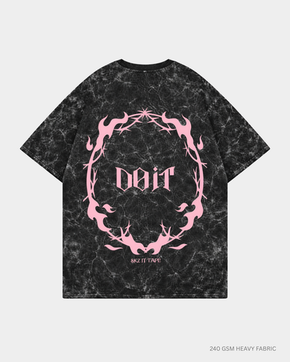 SKZ Do It Oversized T-Shirt India | Antherr Core Black Acid Wash Cotton 240 GSM