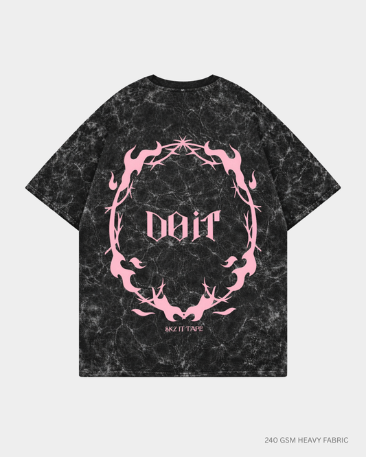 SKZ Do It Oversized T-Shirt India | Antherr Core Black Acid Wash Cotton 240 GSM