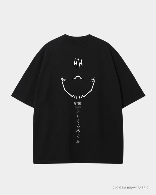 Sukuna Unisex Oversized T-Shirt – Unisex Streetwear | Antherr BLACK Cotton 240 GSM