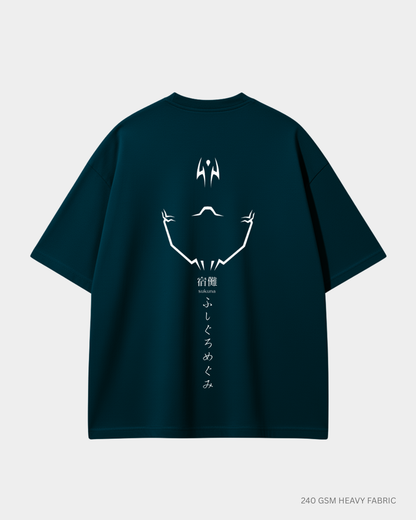 Sukuna Unisex Oversized T-Shirt | Antherr PETROL BLUE Cotton 240 GSM