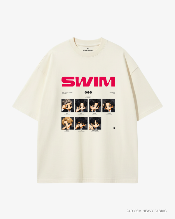 Swim BTS Arirang Unisex Oversized T-Shirt | Antherr Core Off White Cotton 240 GSM