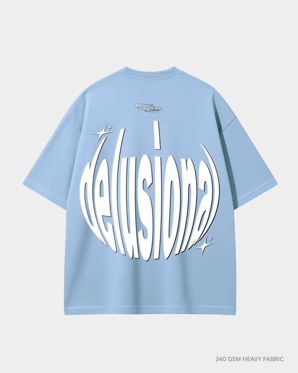 Delusional Oversized T-Shirt for Men & Women | Antherr Originals BABY BLUE Cotton 240 GSM