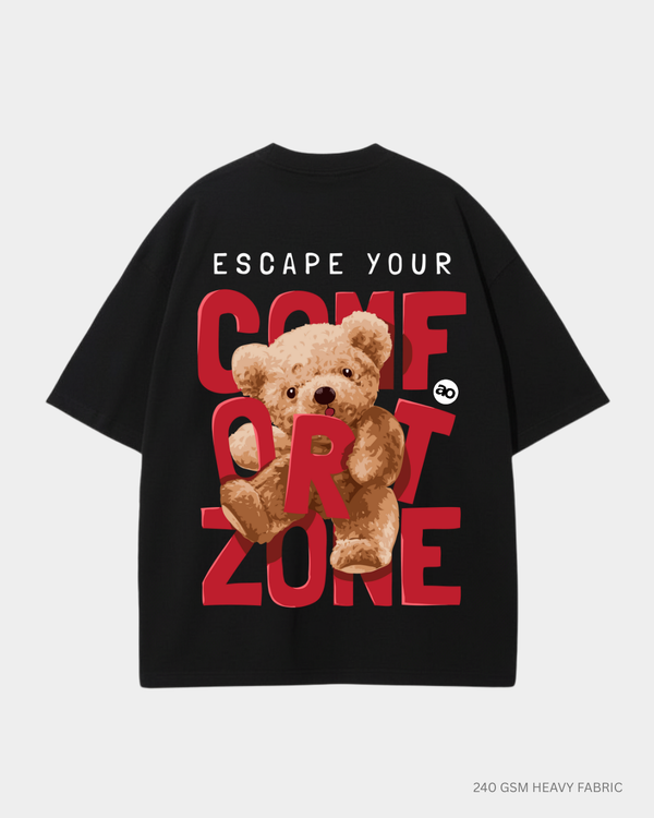 Comfortzone Oversized T-Shirt for Men & Women | Antherr Originals Black Cotton 240 GSM