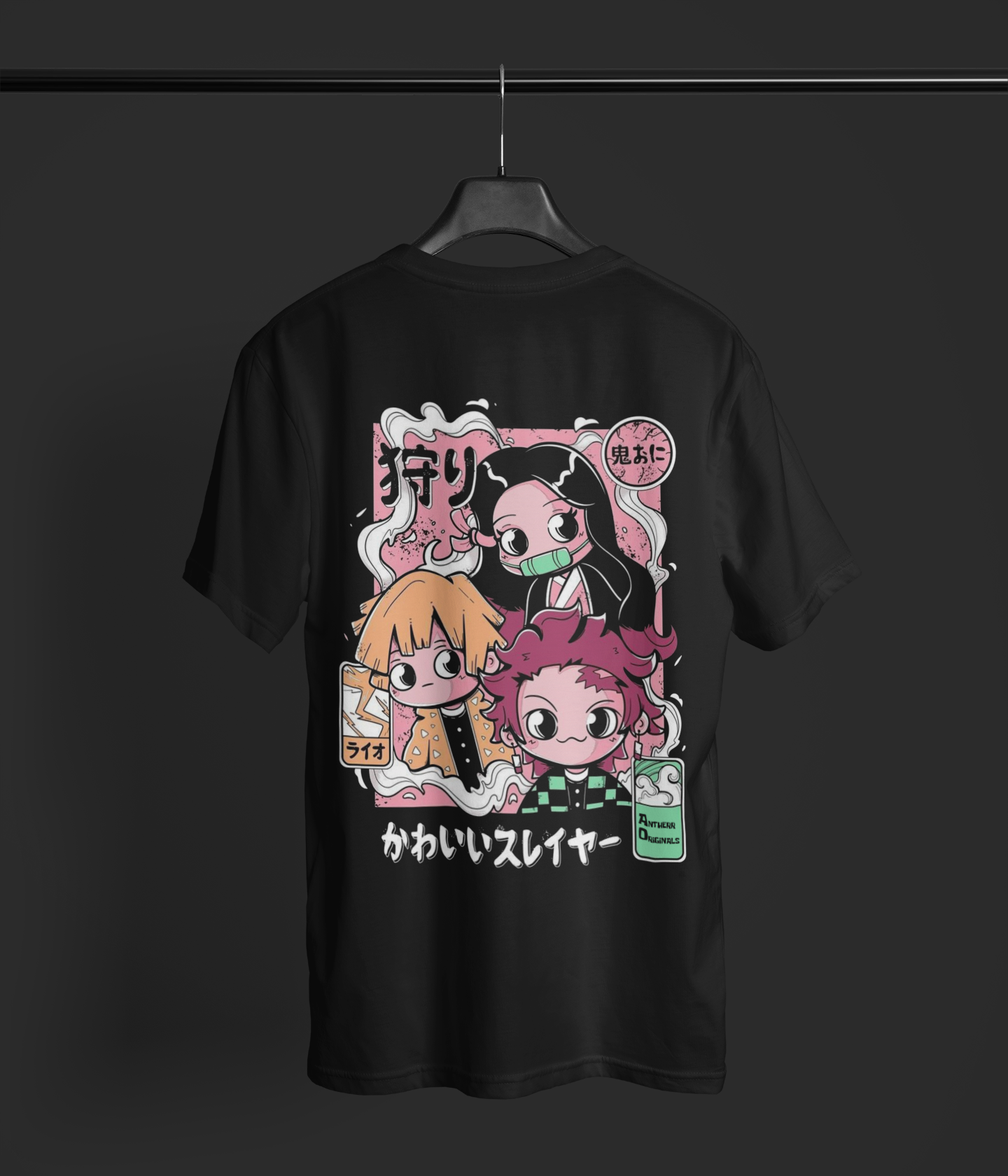 Demon Slayer- Kimetsu no Yaiba: Anime Oversized T-Shirts BLACK